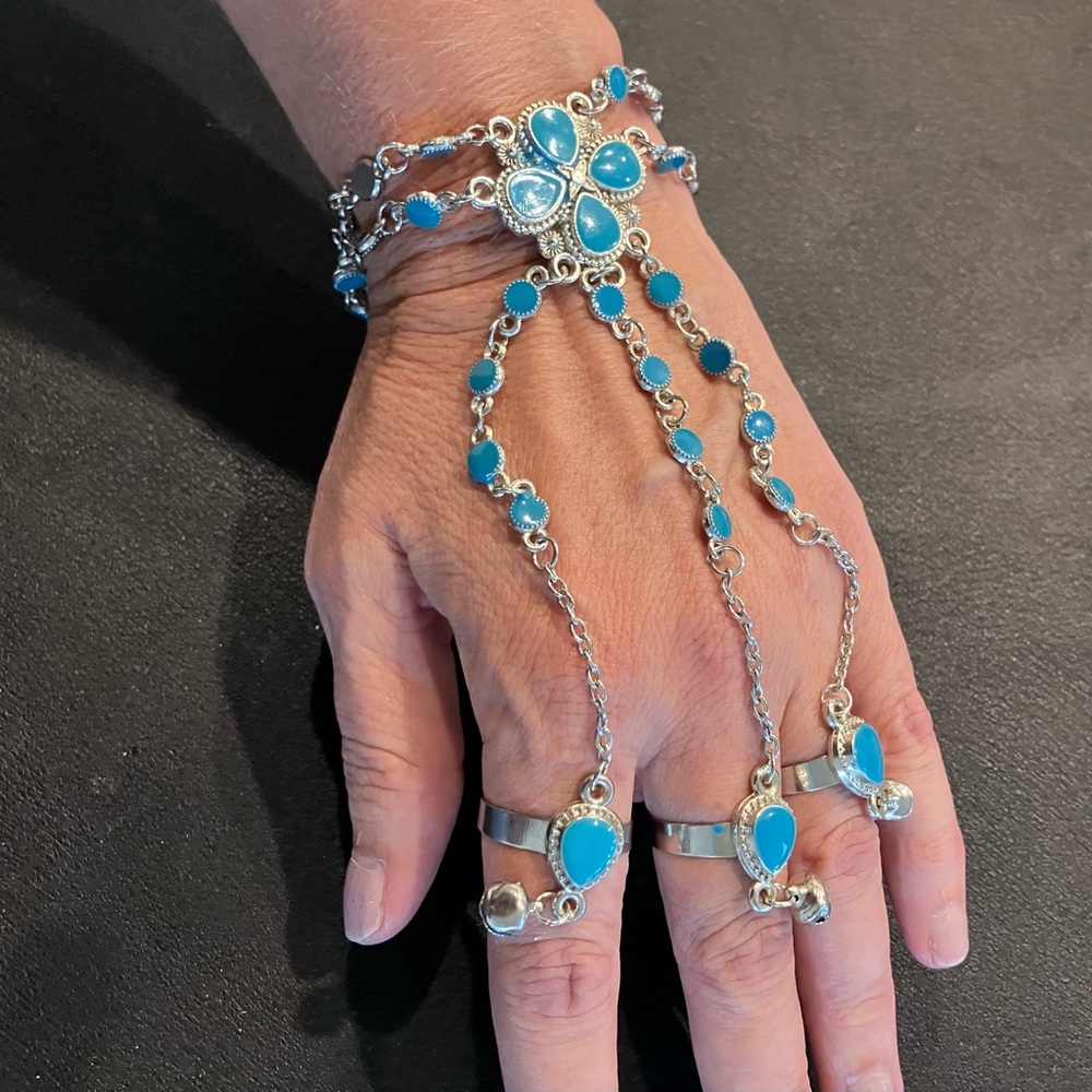 Elegant Silver and Blue Turquoise  Ring and Bracelet.